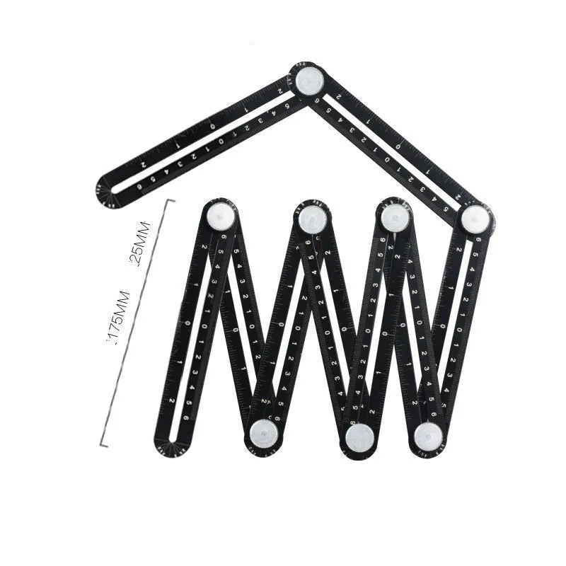 Aluminium alloy six fold ruler with perforated holes extended for measuring
