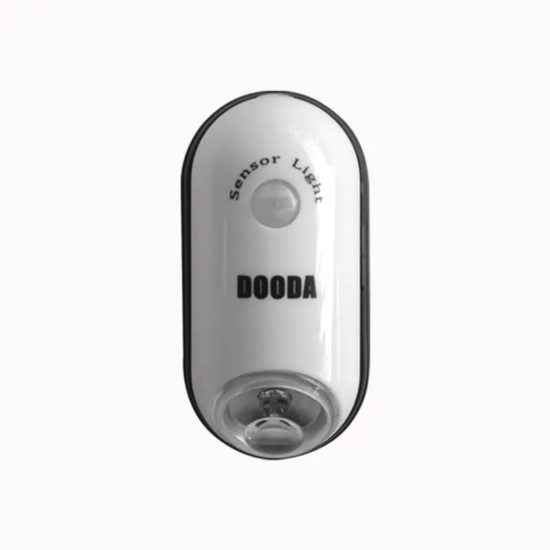 LED infrared human body sensor ceiling wall lamp in white, compact ABS plastic design with motion detection