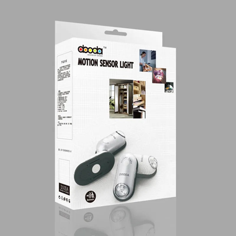 LED infrared human body sensor ceiling wall lamp in white, compact ABS plastic design with motion detection