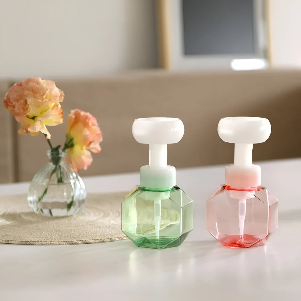 Empty plastic flower foam bottle in pink, green, blue, and yellow non-woven fabric colour options.