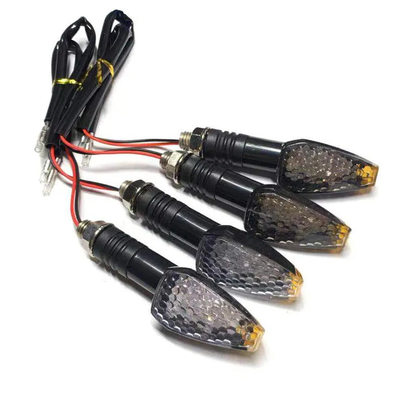 Motorcycle LED turn signal light 85mm length blackened shell yellow light for 12V DC bikes