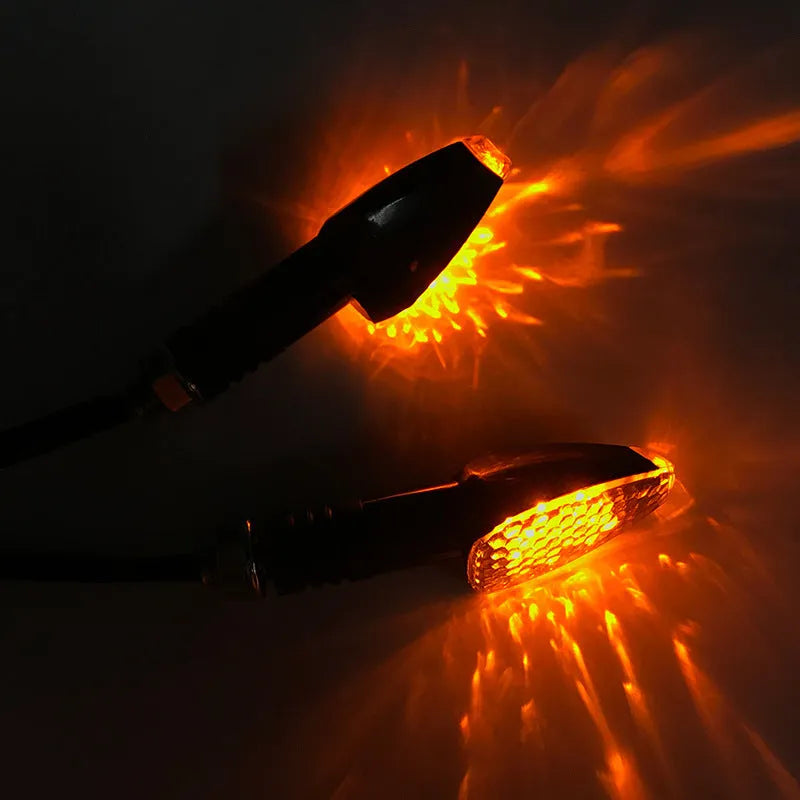 Motorcycle LED turn signal light 85mm length blackened shell yellow light for 12V DC bikes
