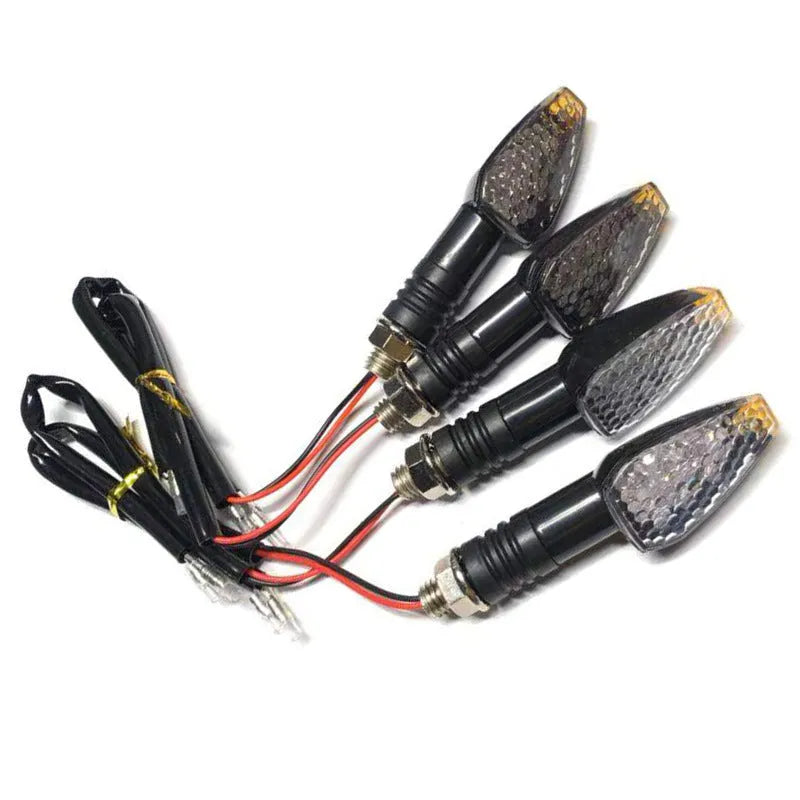 Motorcycle LED turn signal light 85mm length blackened shell yellow light for 12V DC bikes