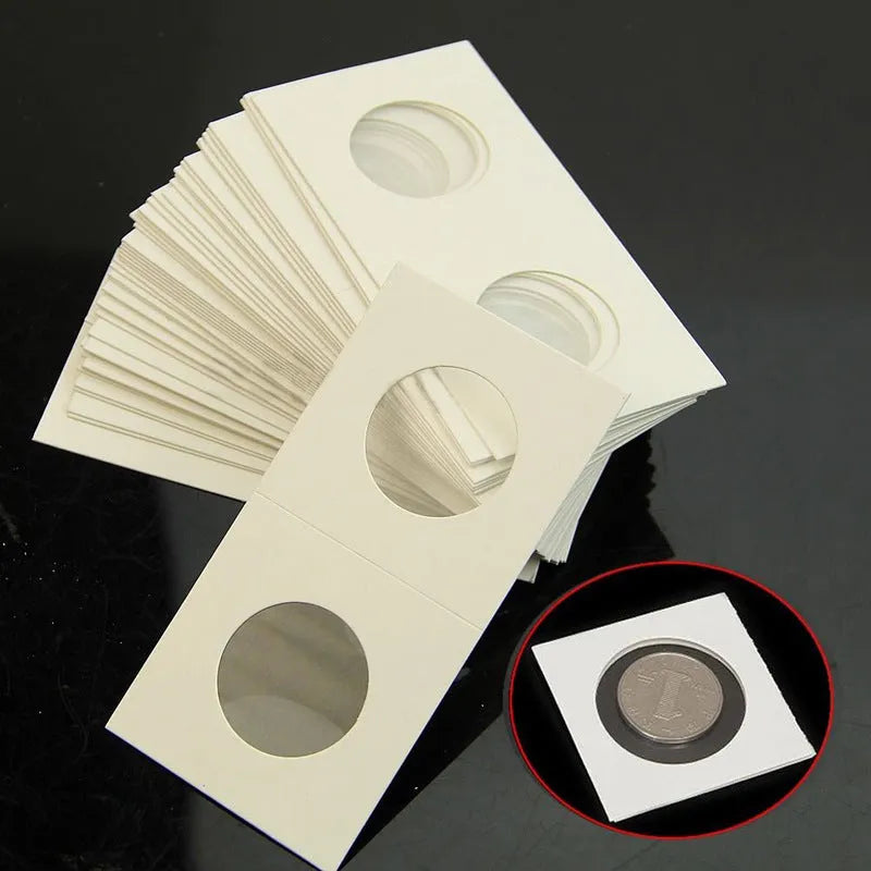 50 white paper coin protectors in transparent OPP bag for commemorative coin storage