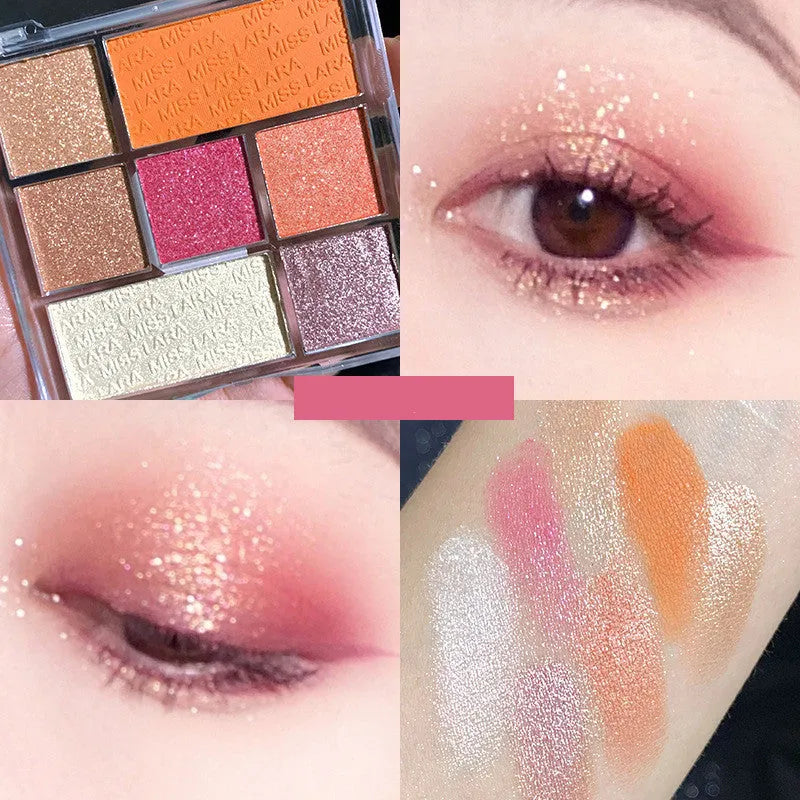 7-colour facial highlighter powder palette in multicolor with compact case, model yy146
