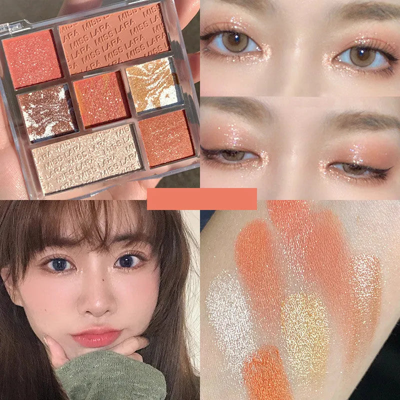 7-colour facial highlighter powder palette in multicolor with compact case, model yy146
