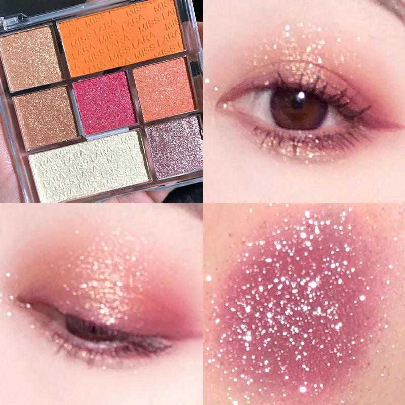 7-colour facial highlighter powder palette in multicolor with compact case, model yy146