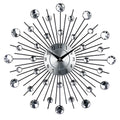 Silver round wall clock with 33cm diameter metal frame and clear number display