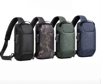 Men's medium canvas chest bag in multiple colours with zipper and internal phone pocket.