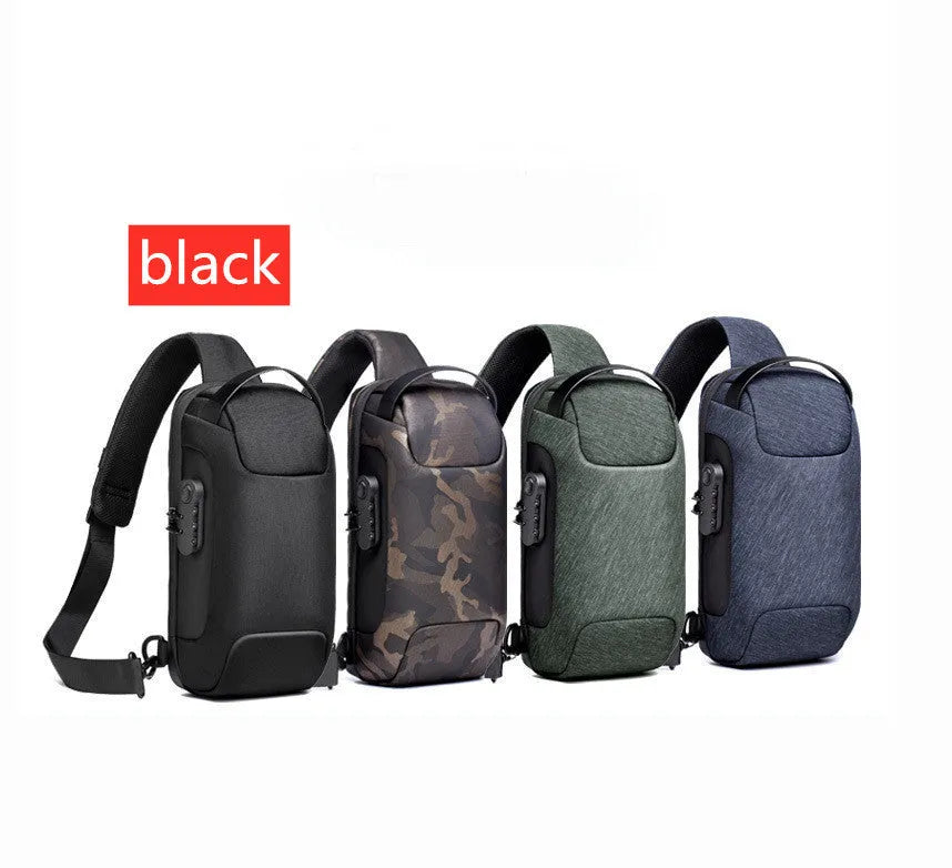 Men's medium canvas chest bag in multiple colours with zipper and internal phone pocket.