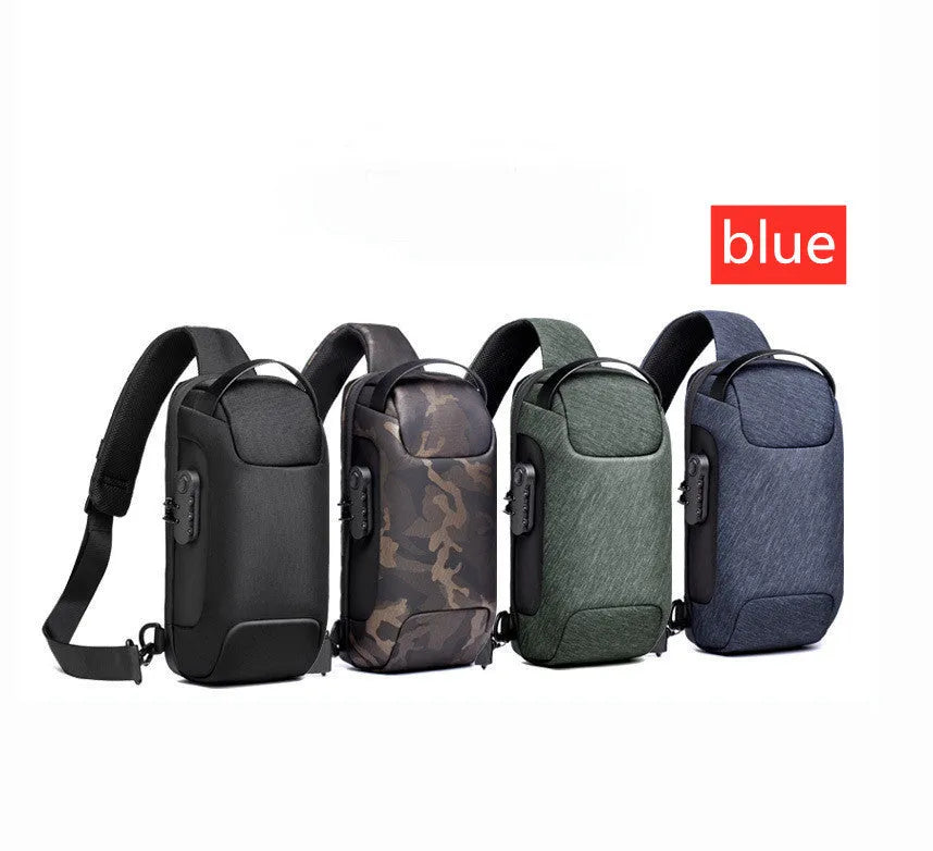 Men's medium canvas chest bag in multiple colours with zipper and internal phone pocket.