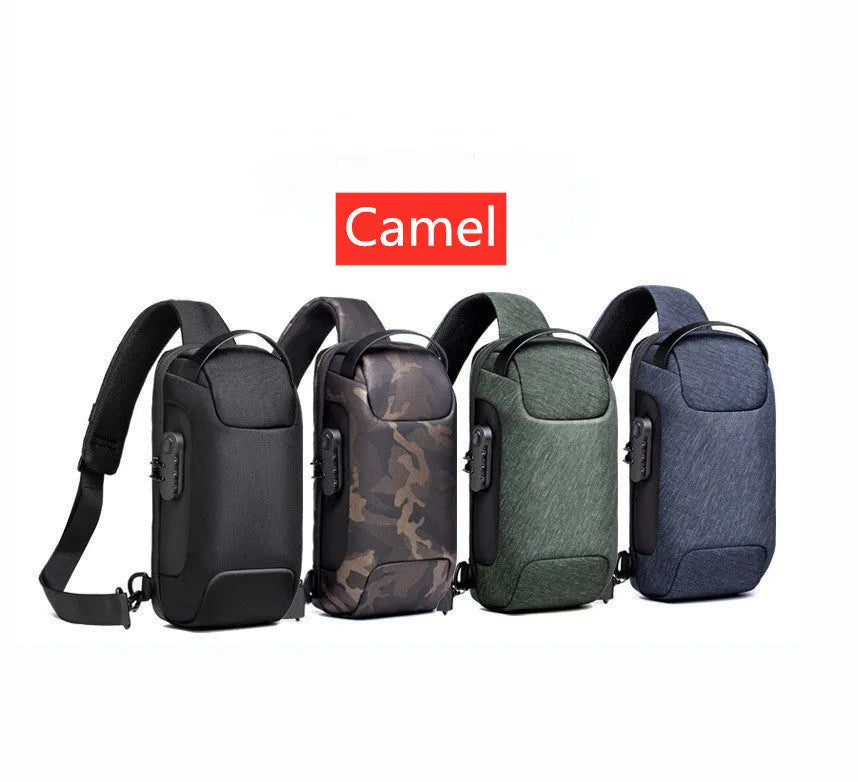 Men's medium canvas chest bag in multiple colours with zipper and internal phone pocket.