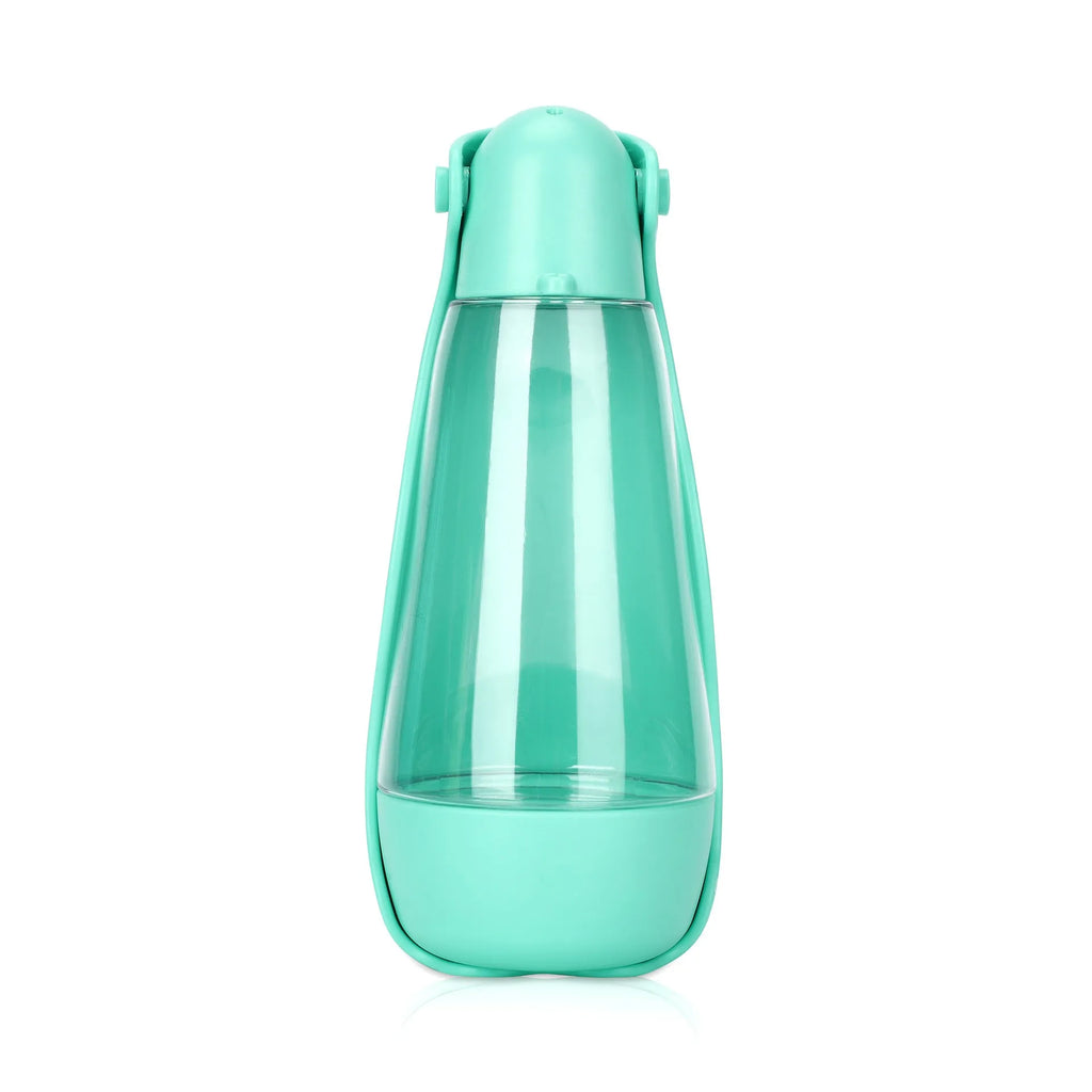 Portable pet food and water bottle in ABS+PET, 83x83x203mm, with eight colour options including Macaron Powder, Avocado Green, Tiffany Blue