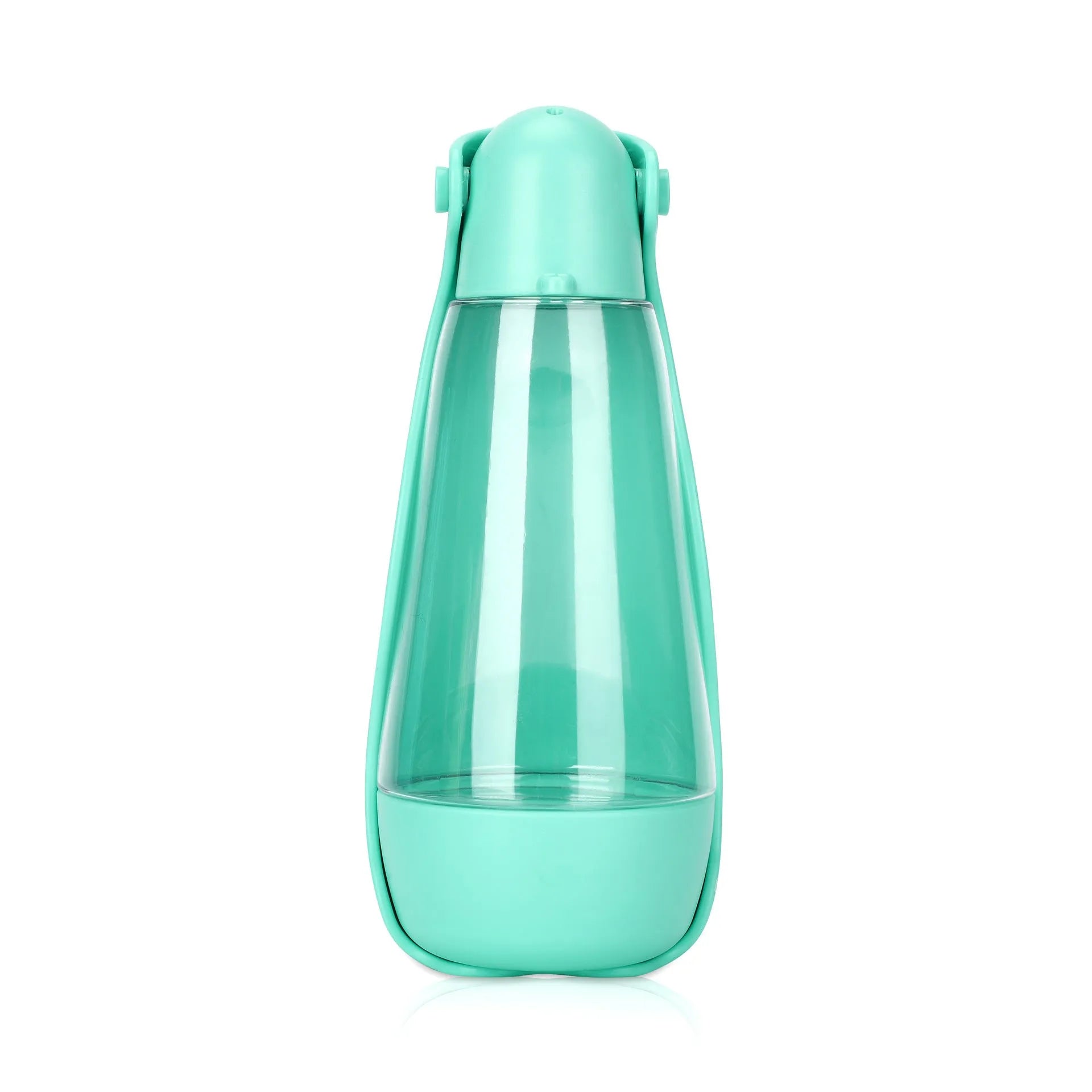 Portable pet food and water bottle in ABS+PET, 83x83x203mm, with eight colour options including Macaron Powder, Avocado Green, Tiffany Blue