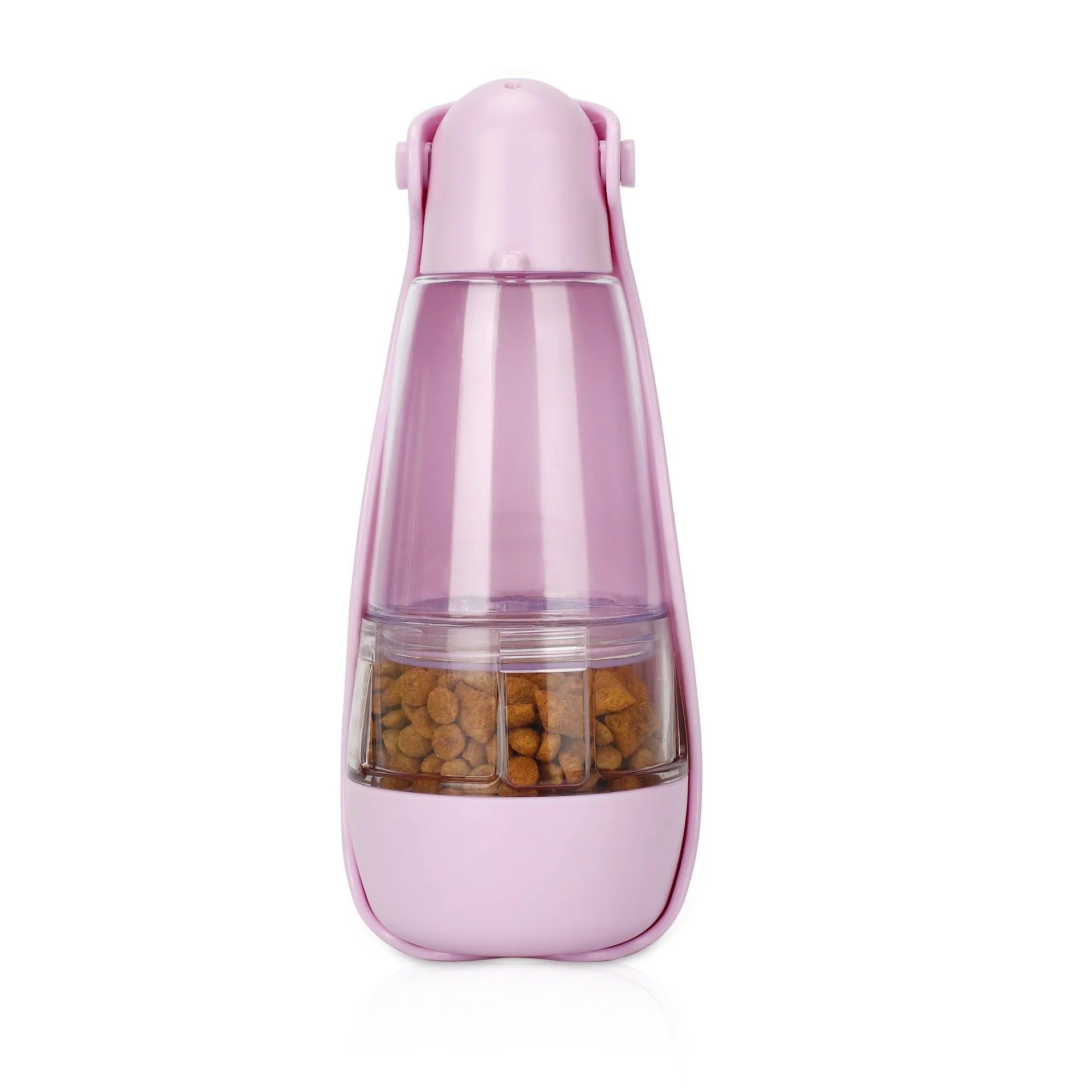 Portable pet food and water bottle in ABS+PET, 83x83x203mm, with eight colour options including Macaron Powder, Avocado Green, Tiffany Blue