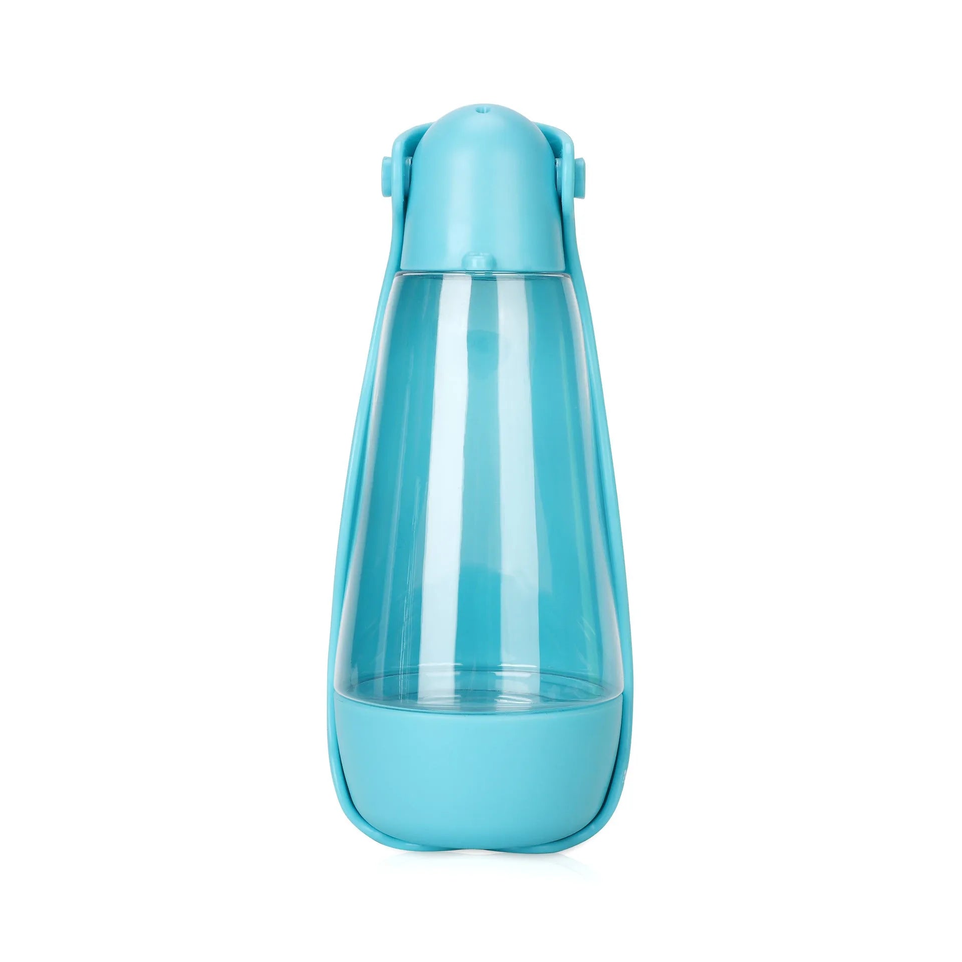 Portable pet food and water bottle in ABS+PET, 83x83x203mm, with eight colour options including Macaron Powder, Avocado Green, Tiffany Blue