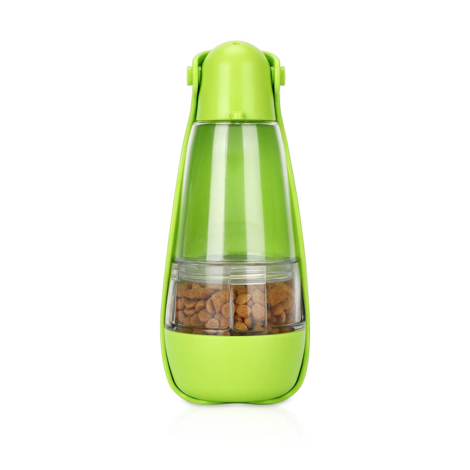 Portable pet food and water bottle in ABS+PET, 83x83x203mm, with eight colour options including Macaron Powder, Avocado Green, Tiffany Blue