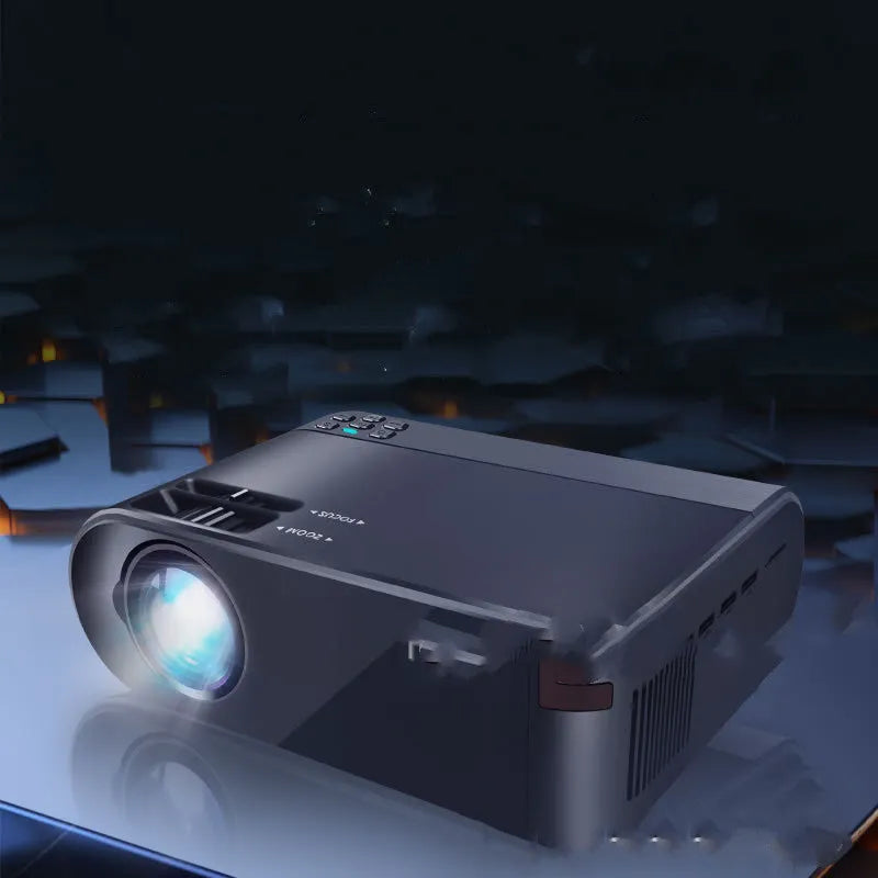 Portable wireless projector with AI voice control and 8K lens for mobile screen mirroring