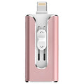 Three-in-one metal USB drive with Lightning and USB connectors in business black colour option