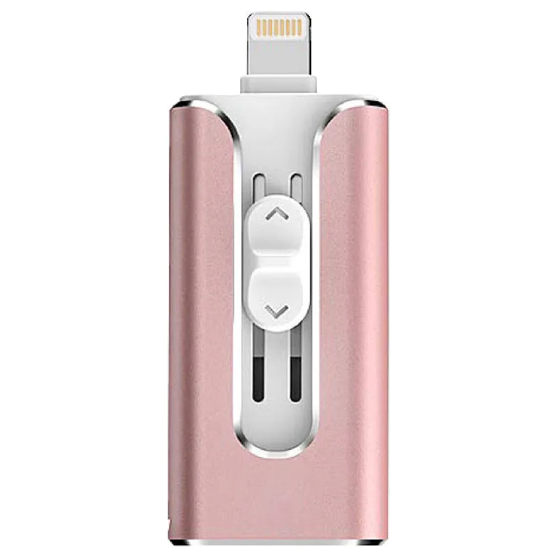 Three-in-one metal USB drive with Lightning and USB connectors in business black colour option