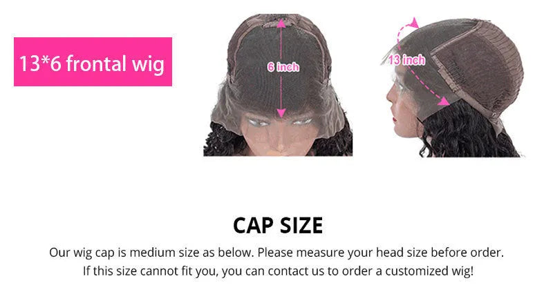 Half lace real human hair water wave baby hair wig in medium long length