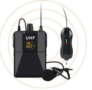 Black Little Bee X3 wireless lavalier microphone with clip for smartphones.