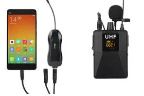 Black Little Bee X3 wireless lavalier microphone with clip for smartphones.