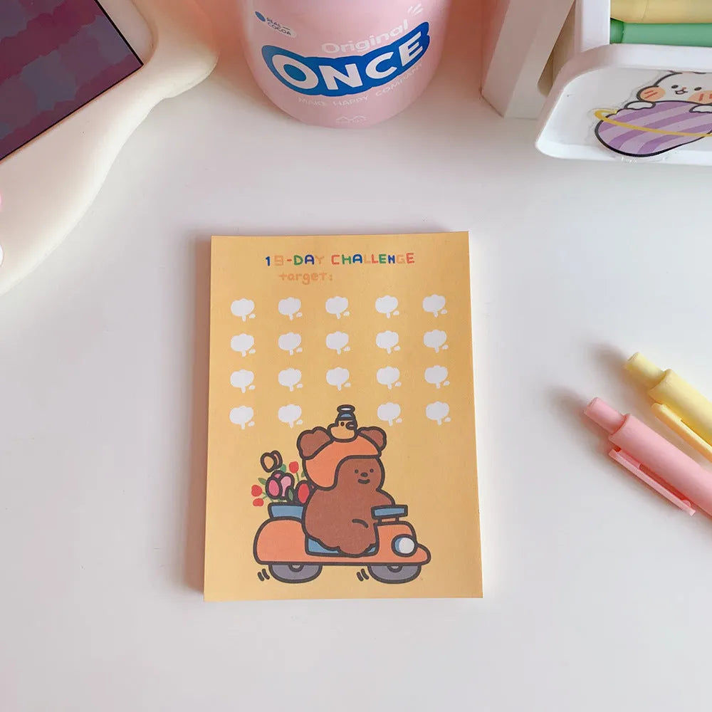 Kawaii bear memo pads notebook with cartoon design and multiple cover colour options