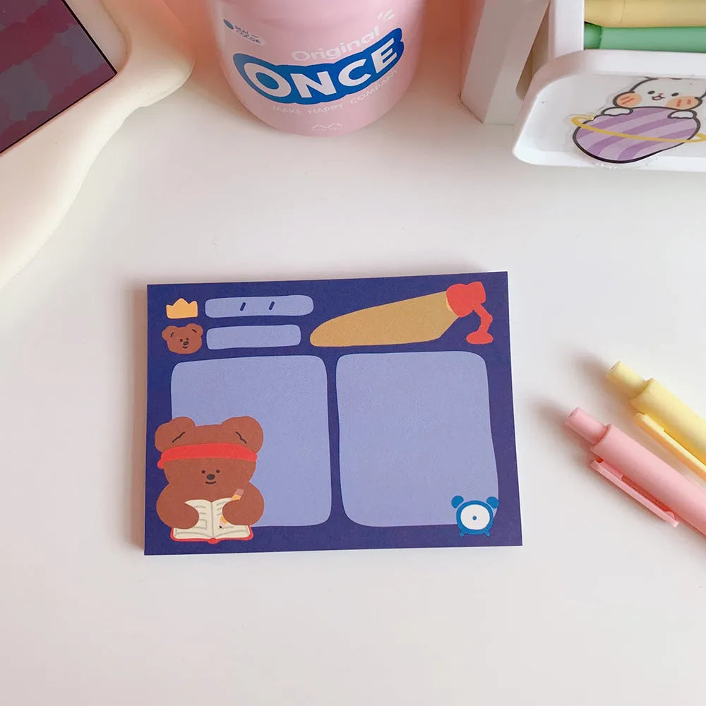 Kawaii bear memo pads notebook with cartoon design and multiple cover colour options
