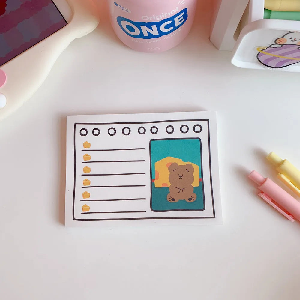 Kawaii bear memo pads notebook with cartoon design and multiple cover colour options