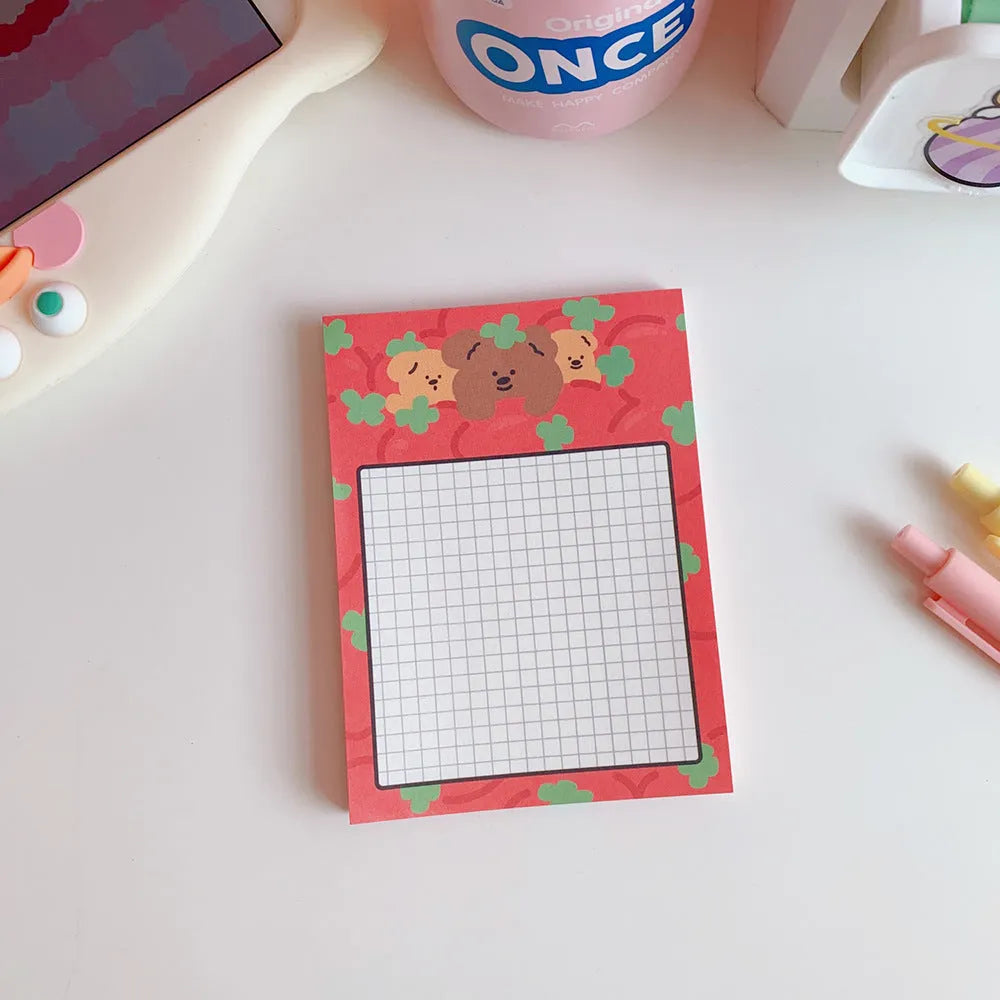 Kawaii bear memo pads notebook with cartoon design and multiple cover colour options