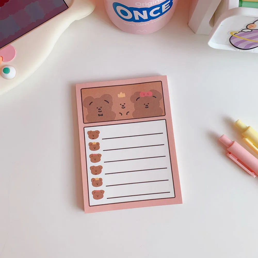 Kawaii bear memo pads notebook with cartoon design and multiple cover colour options