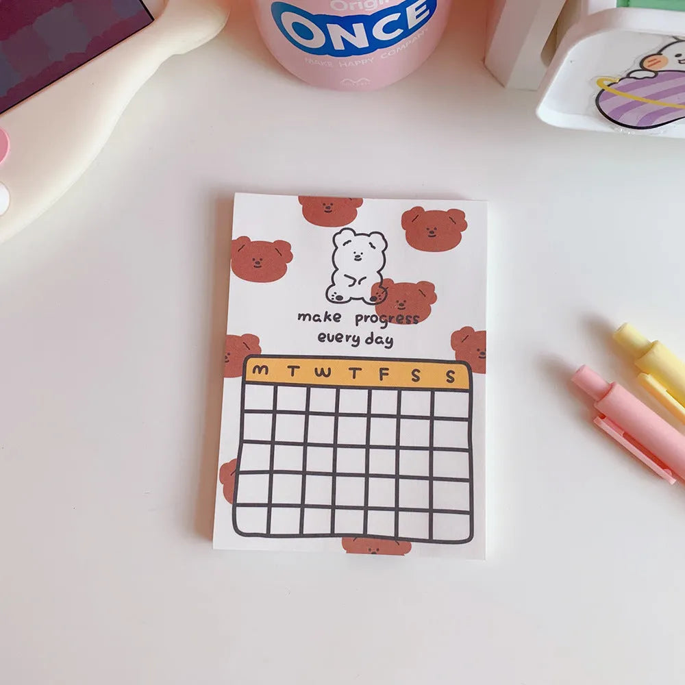 Kawaii bear memo pads notebook with cartoon design and multiple cover colour options