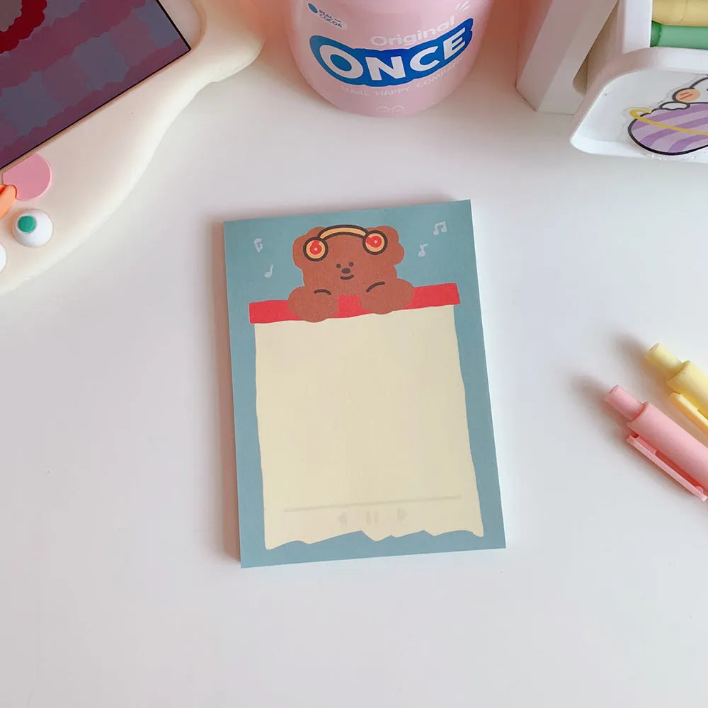 Kawaii bear memo pads notebook with cartoon design and multiple cover colour options