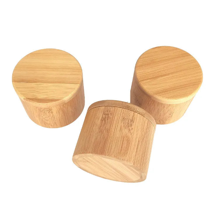 Natural bamboo seasoning box with single compartment for solid seasonings on kitchen worktop