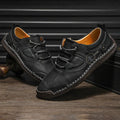 Men's casual microfiber leather shoes in black, gold, or khaki with round toe design
