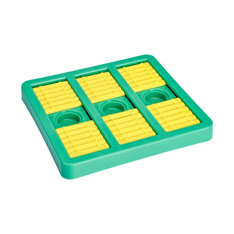 Lake blue plastic interactive puzzle dog toy on a light background