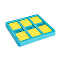 Lake blue plastic interactive puzzle dog toy on a light background