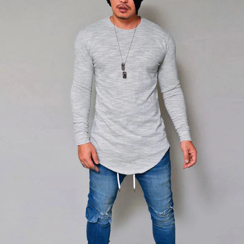 Slim fit round neck solid colour long sleeve t-shirt for women in white, front view