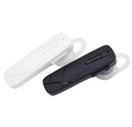 Black and white wireless Bluetooth earphones with earplug design showing battery display and voice control functions