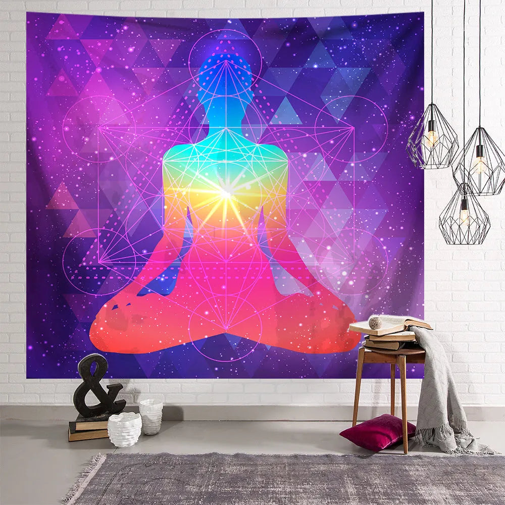 Rectangular machine-woven polyester alien tapestry in American style, size option 150x130cm