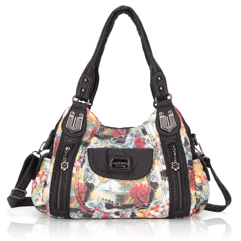 White dumpling-style messenger bag with square shape and shoulder strap
