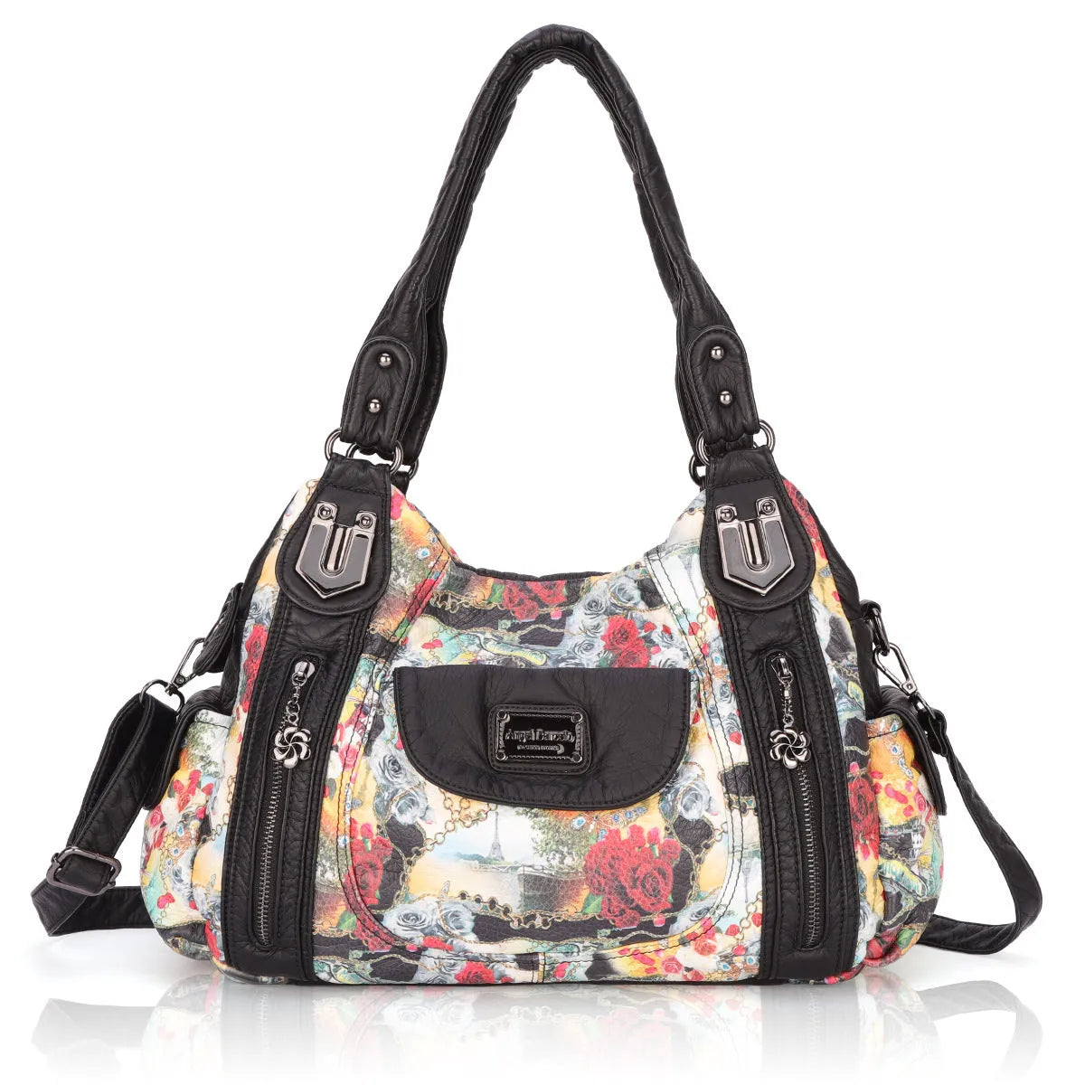 White dumpling-style messenger bag with square shape and shoulder strap