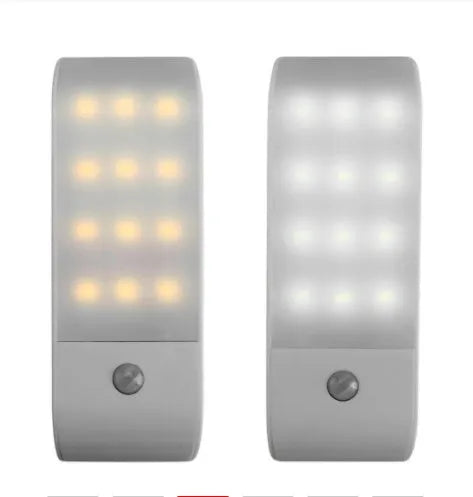 12 LED rechargeable human body sensor night light with PVC shade in new Chinese style.