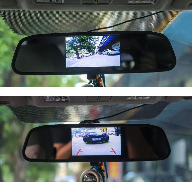 4.3 inch TFT LCD rear view mirror monitor for car with dual video input and automatic reversing display