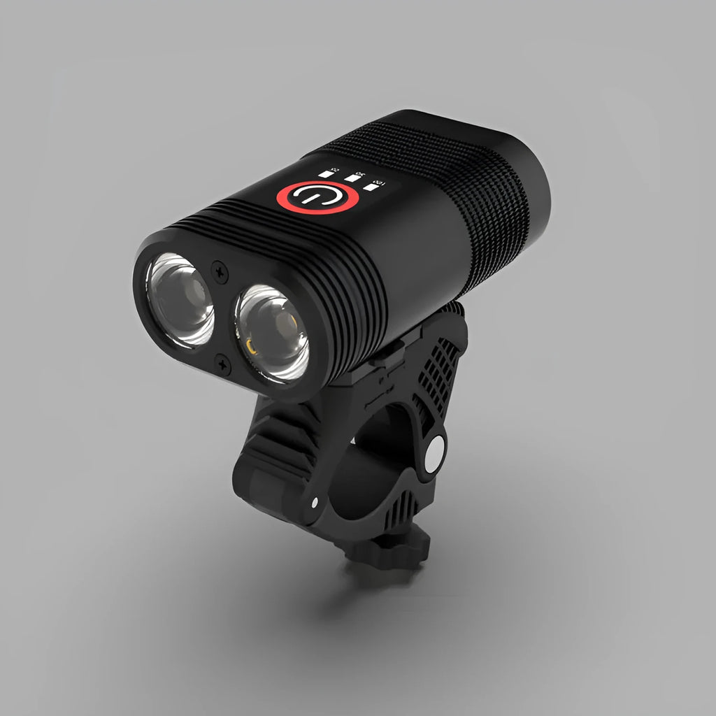 New style mountain bike headlight LED flashing smart USB charging light in black, 80mm size