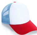 Children's adjustable baseball cap in red white blue with dome crown and wide brim