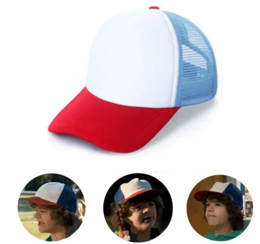 Children's adjustable baseball cap in red white blue with dome crown and wide brim