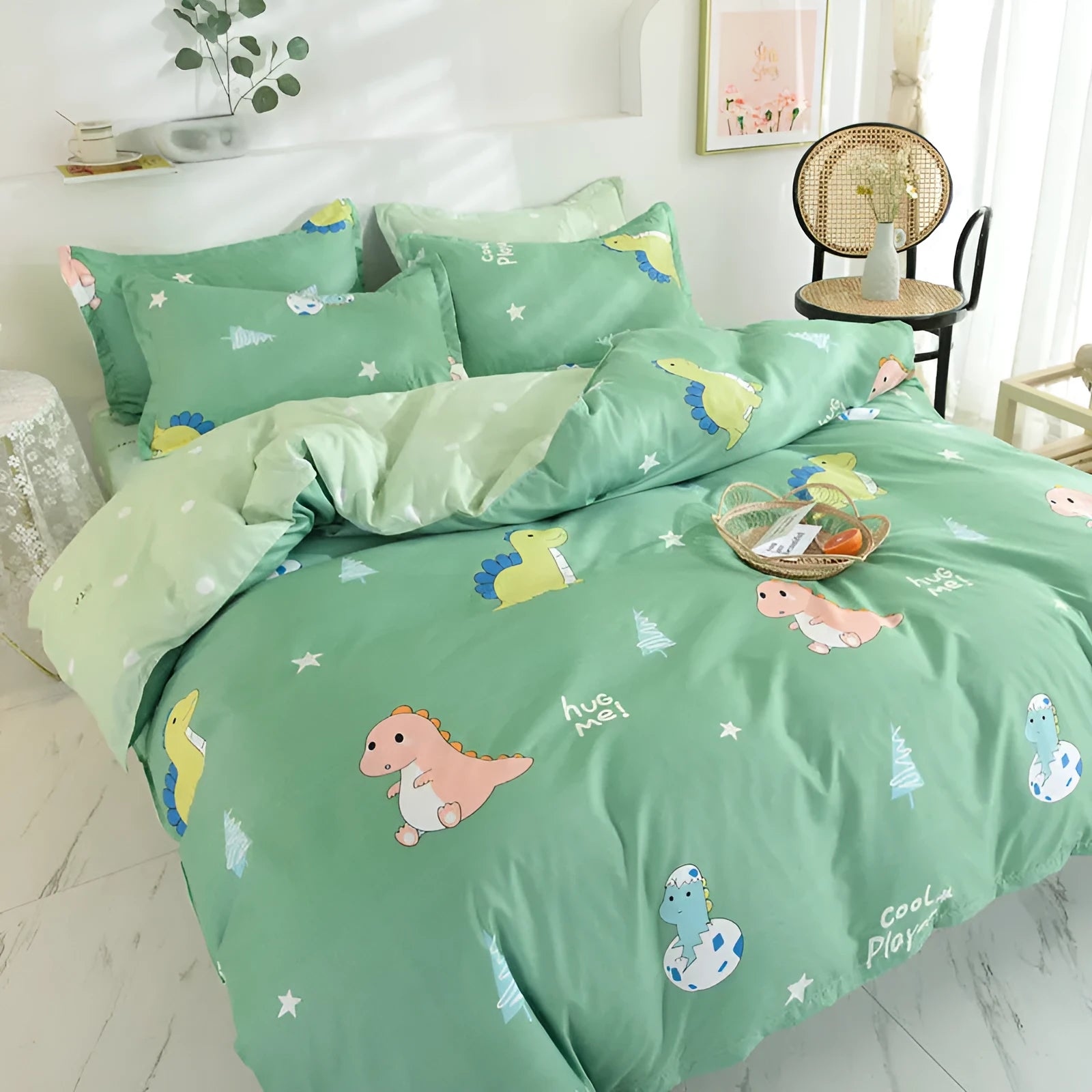 Gift Aloe Cotton Sheet duvet cover sheet four piece set with plant and flower pattern on polyester fibre fabric