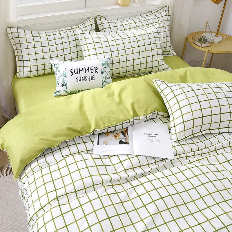Gift Aloe Cotton Sheet duvet cover sheet four piece set with plant and flower pattern on polyester fibre fabric
